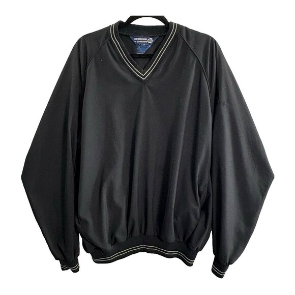 SUNDERLAND SCOTLAND Men Pullover Windbreaker Sweatshirt V Neck Sz L Black 23-18 - Picture 1 of 11